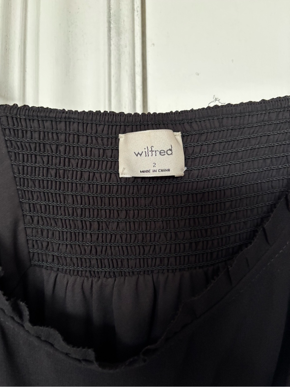 Wilfred Black Midi Dress with Sheer Trim - slit detail - Picture 3 of 4